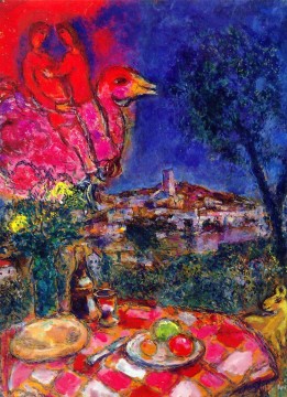 サン・ポール・ド・ヴァンスを望むレイアウトテーブル（現代マルク・シャガール） Oil Paintings